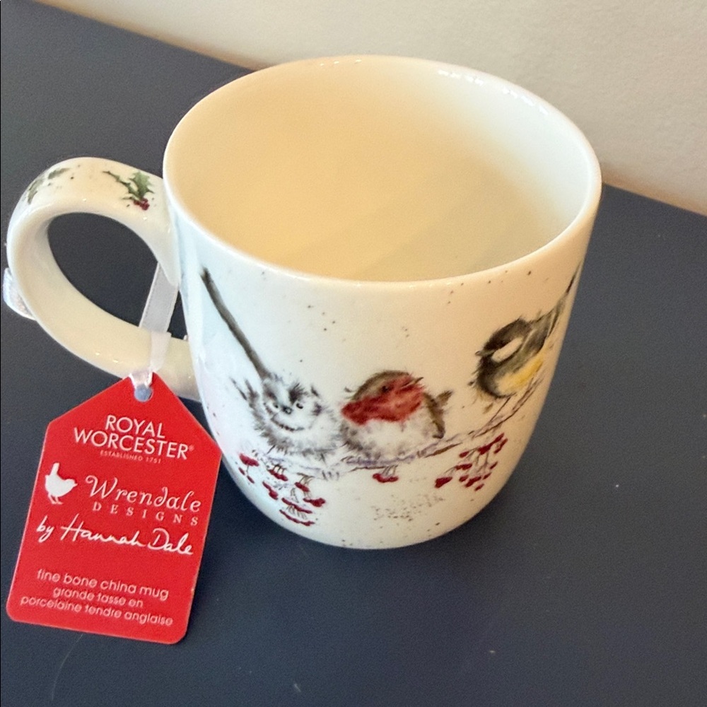 Royal Worcester Wrendale Designs Mug with Birds - Cream and Red
